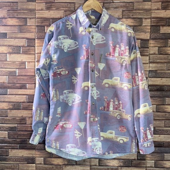 North River Mens Medium Vintage Truck Shirt long sleeve button up - Picture 1 of 10